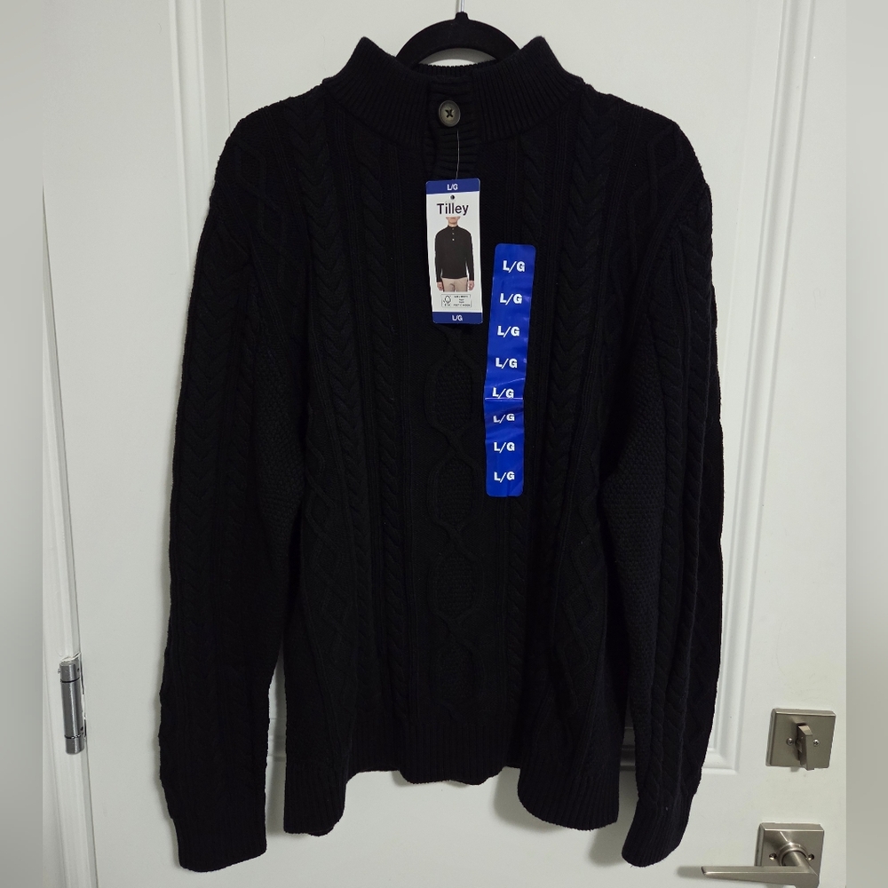 NWT - Tilley Men's Cable Knit Cotton Sweater - Size L